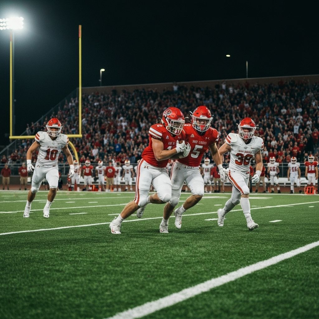 New Albany Bulldogs football team on field during game